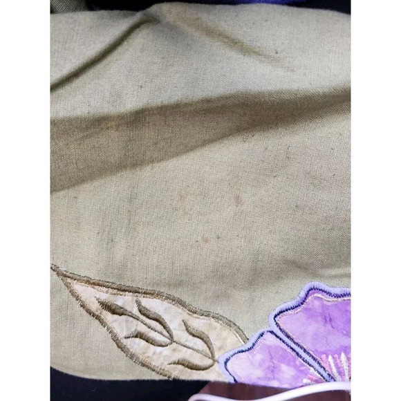 Vintage QVC Indigo Moon Green Embroidered Floral Art Jacket Toggle Buttons Large - Picture 6 of 8